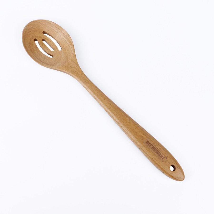 BECHOWARE Wooden Slotted Spoon 33cm