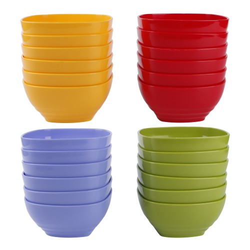 Generic Square Plastic Bowl 850ml 6pc Set - 4 Color Pack