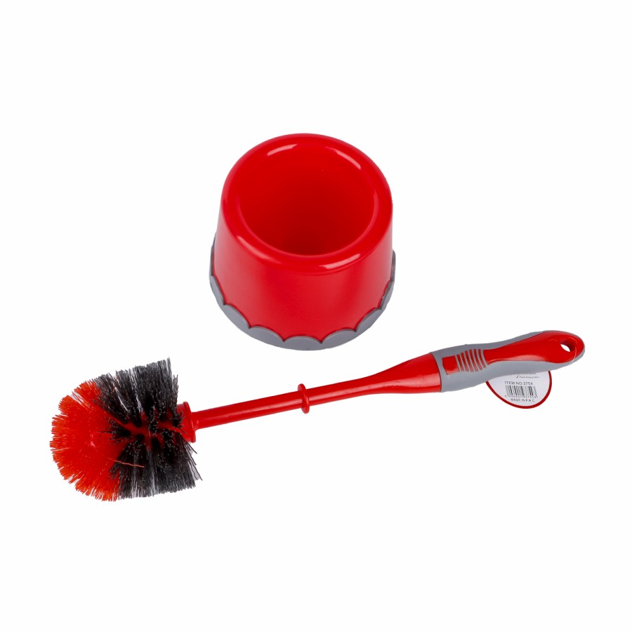 Oaxy  Plastic Handle Toilet Brush with Stand 38cm - 4 Color Pack