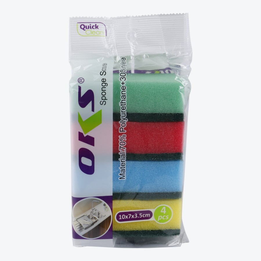 Generic 4pc Sponge Scouring Pad 10cm - Multicolor