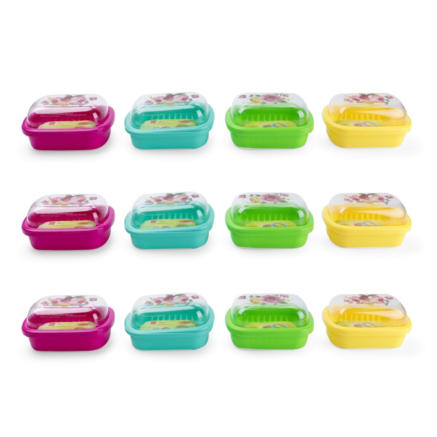 Generic Plastic Soap Box 12 pc Pack - 4 Color Pack