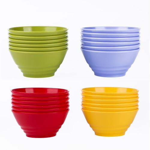 Generic Round Plastic Bowl 380ml 6pc Set - 4 Color Pack