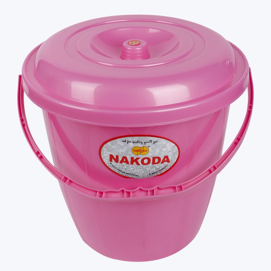 NAKODA Plastic Turbo Bucket With Lid  18L - Pink