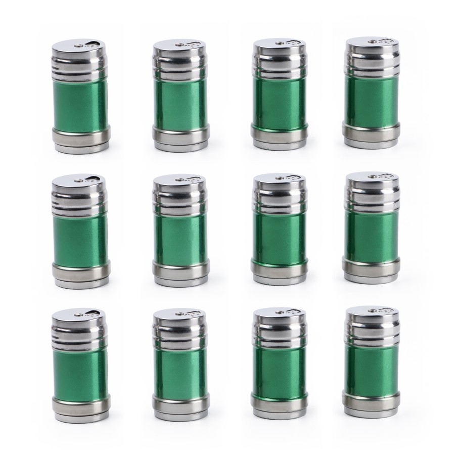 Generic Stainless Steel Salt & Pepper Shaker 3 Type Holes 12 pc Pack - Green