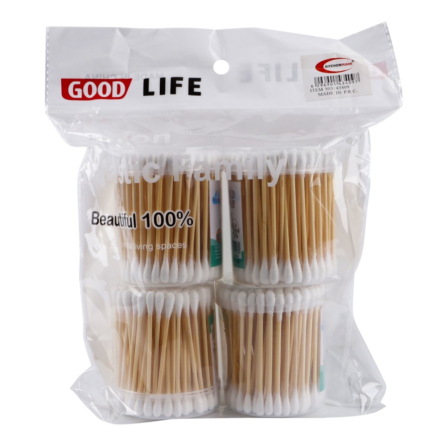 Generic 4pc of 100 Double Ended Cotton Buds Round Pack - White