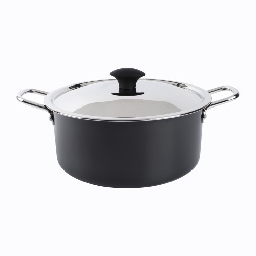 KITCHENMARK Hard Anodized Stockpot Aluminum Cooking Pot with Lid 26cm - Black