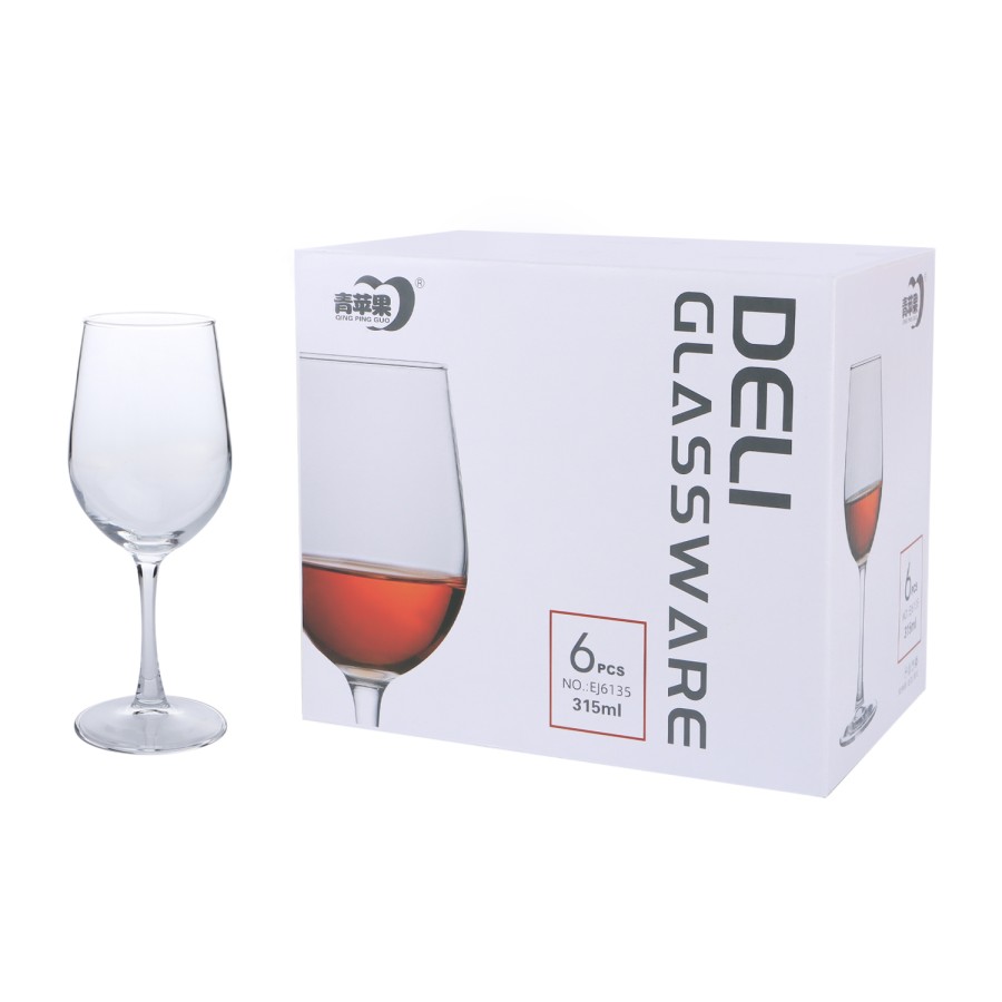 Deli Glassware 6pcs Wine Glasses 315ml Pack - 8 Boxes per Carton 