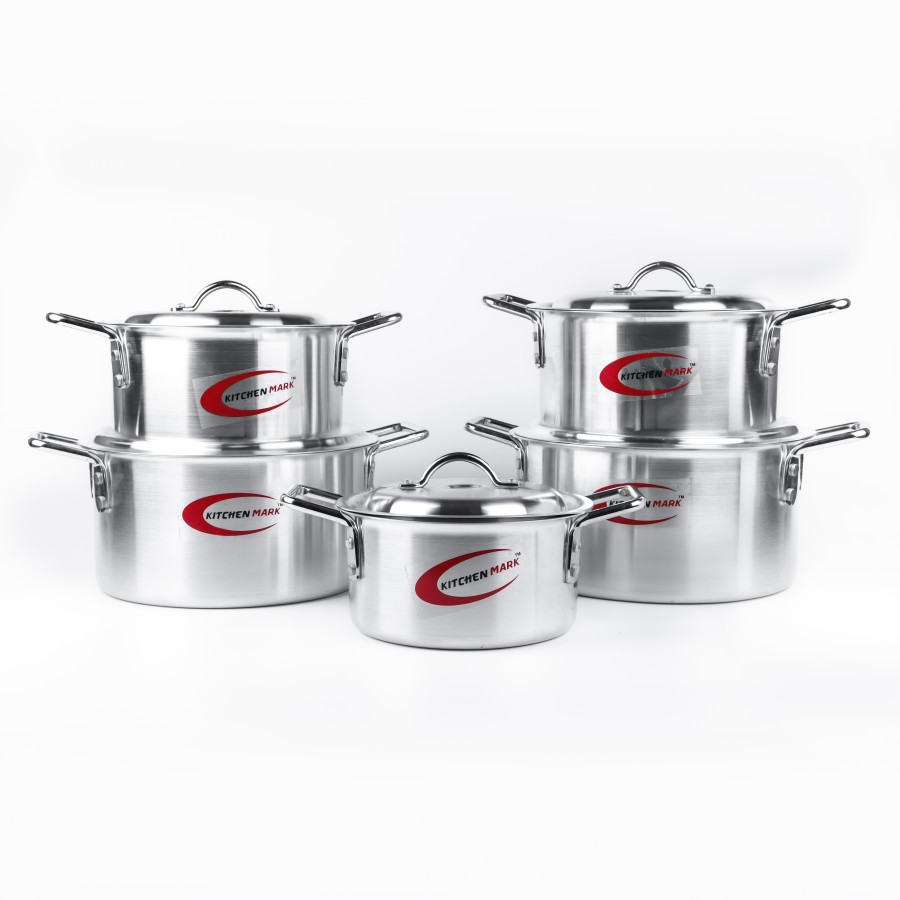 KITCHENMARK 5pc Premium Quality Aluminium Casseroles with Lid Smart Set