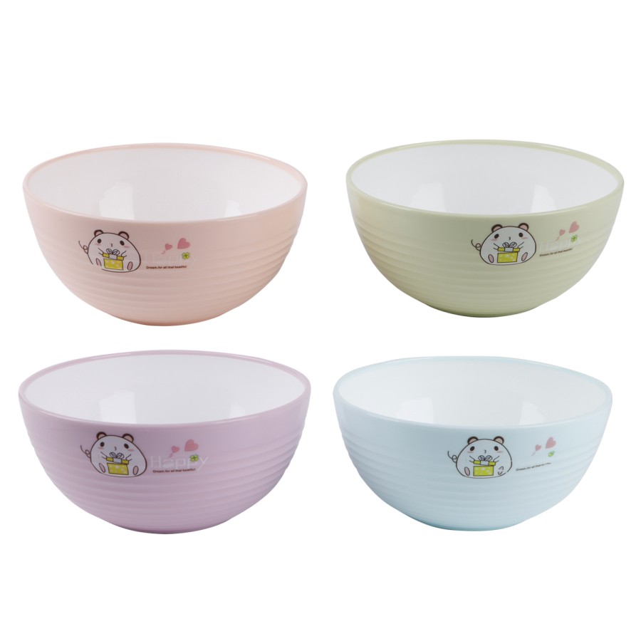 Generic Round Plastic Bowl 700ml 4pc Set - 4 Color Pack