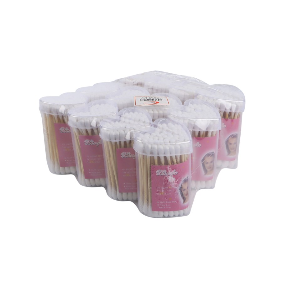 Generic 12 Box of 100 Double Ended Cotton Buds Heart Shaped Pack - White