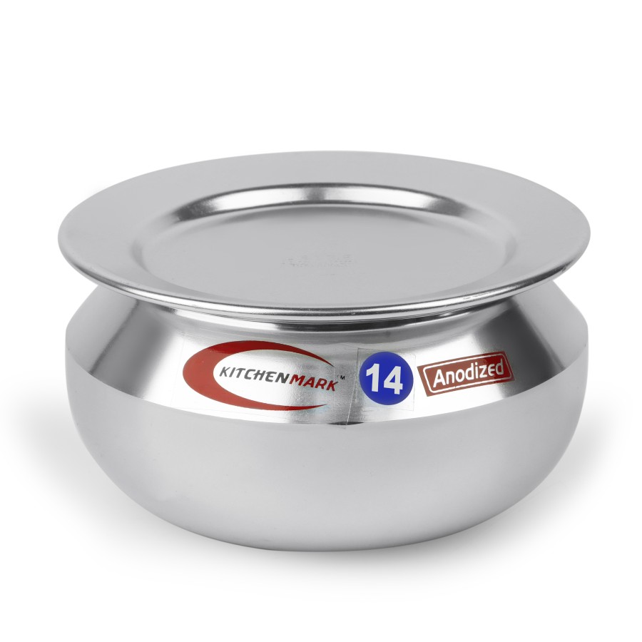 KITCHENMARK Anodized Aluminium Curry/Fish Pot with Lid - 14