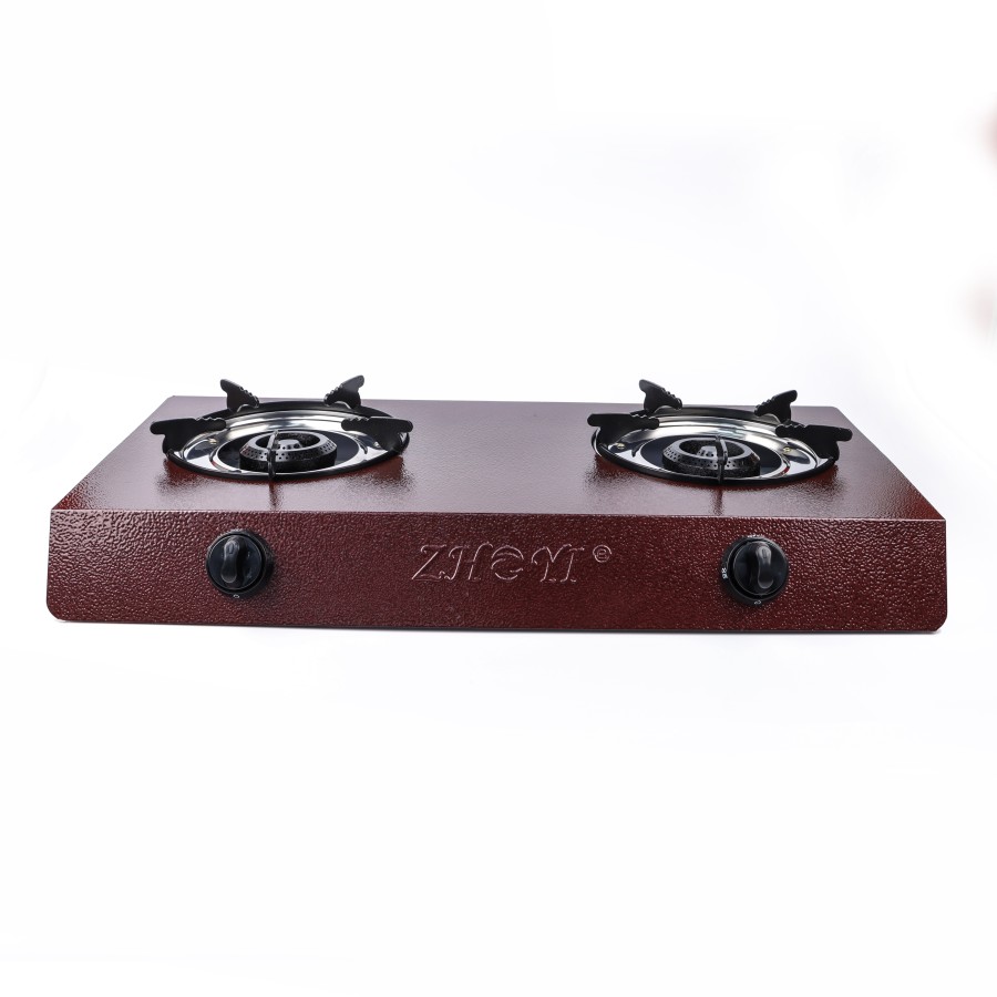 ZHOYI Stainless Steel Double Burner Tabletop Gas Stove - Red