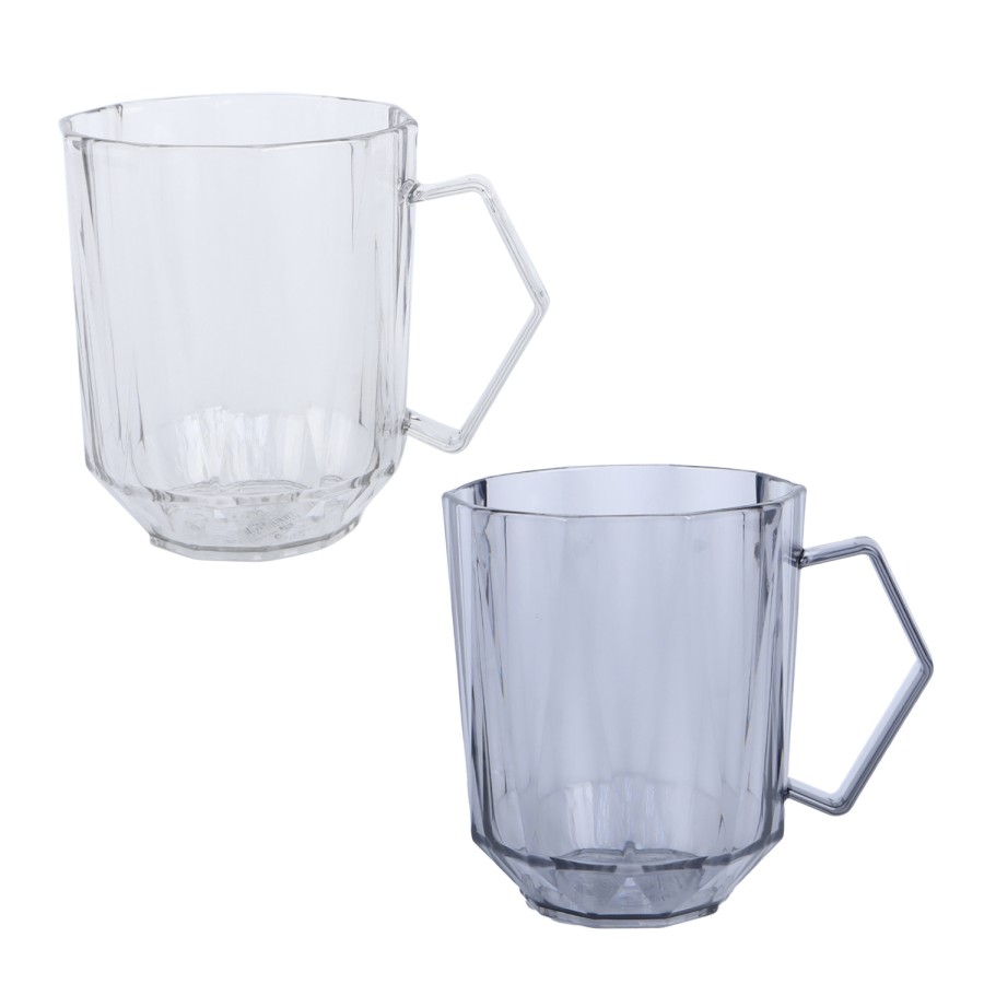 Generic Plastic Transparent Mug 400ml - 2 Color Pack