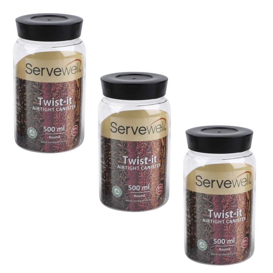 Servewell 3pc Plastic Round Transparent Container Set - 500ml