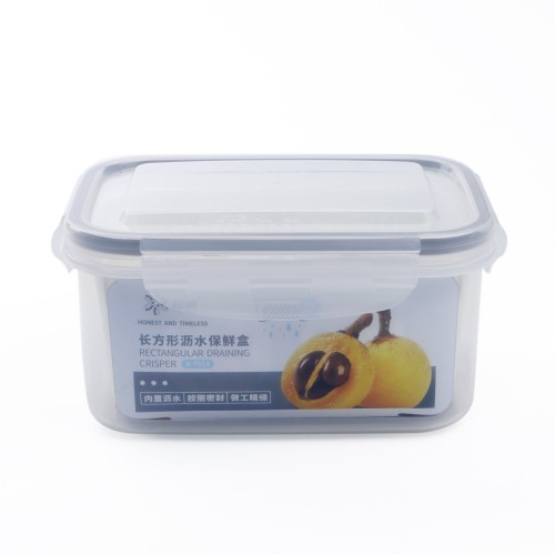 Generic Rectangular Draining Crisper Airtight Food Container 800ml White