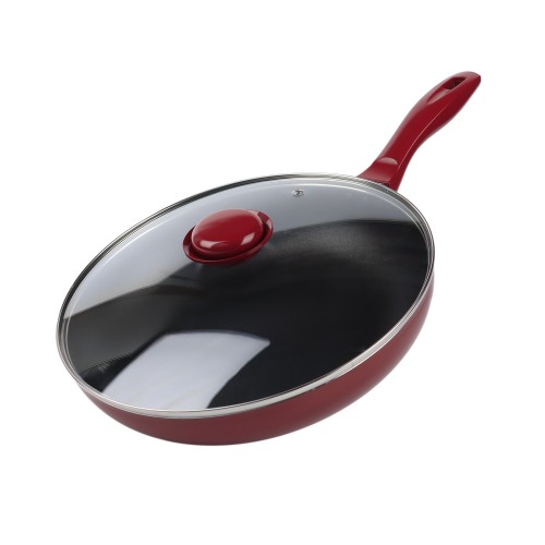 KITCHENMARK Nonstick Aluminium Frypan with Lid 28cm - Red