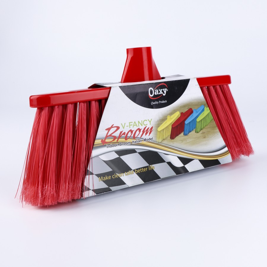 Oaxy V-Fancy Indoor Floor Cleaning Broom -  3 Color Pack