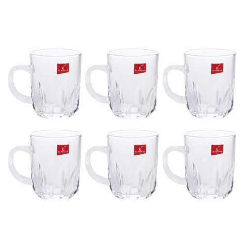 BLINKMAX 6pc Tea Cup Glass Tumbler Set Transparent Drinkware 240ml