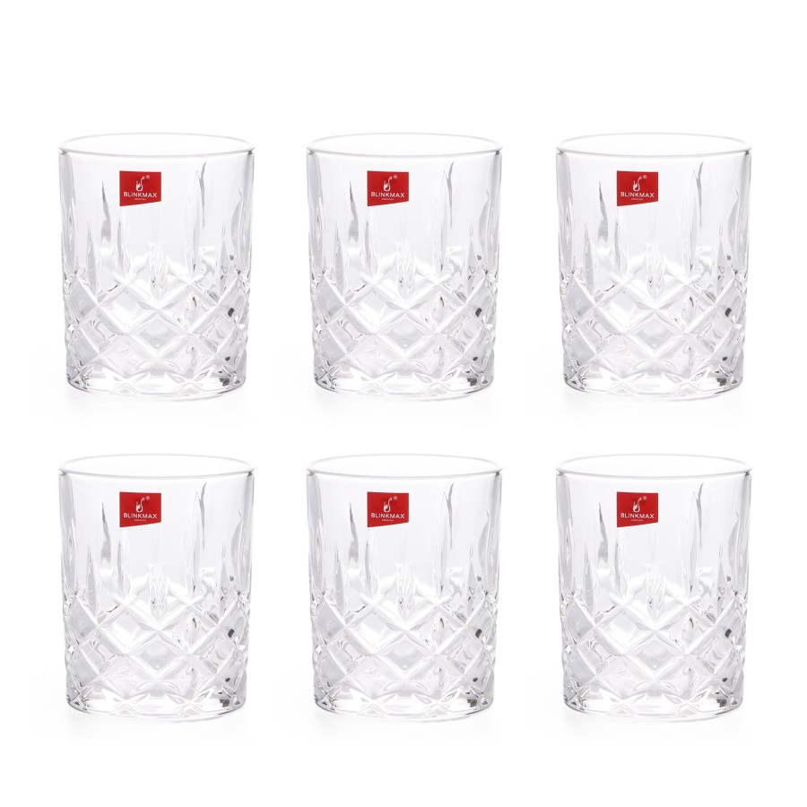 BLINKMAX 6pc Water Glass Tumbler Set Transparent Drinkware 350ml