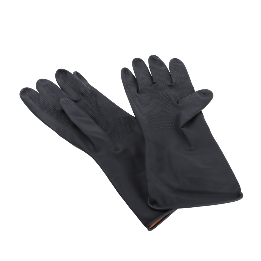 KITCHENMARK Rubber Latex Household Gloves Pair 33cm - Black