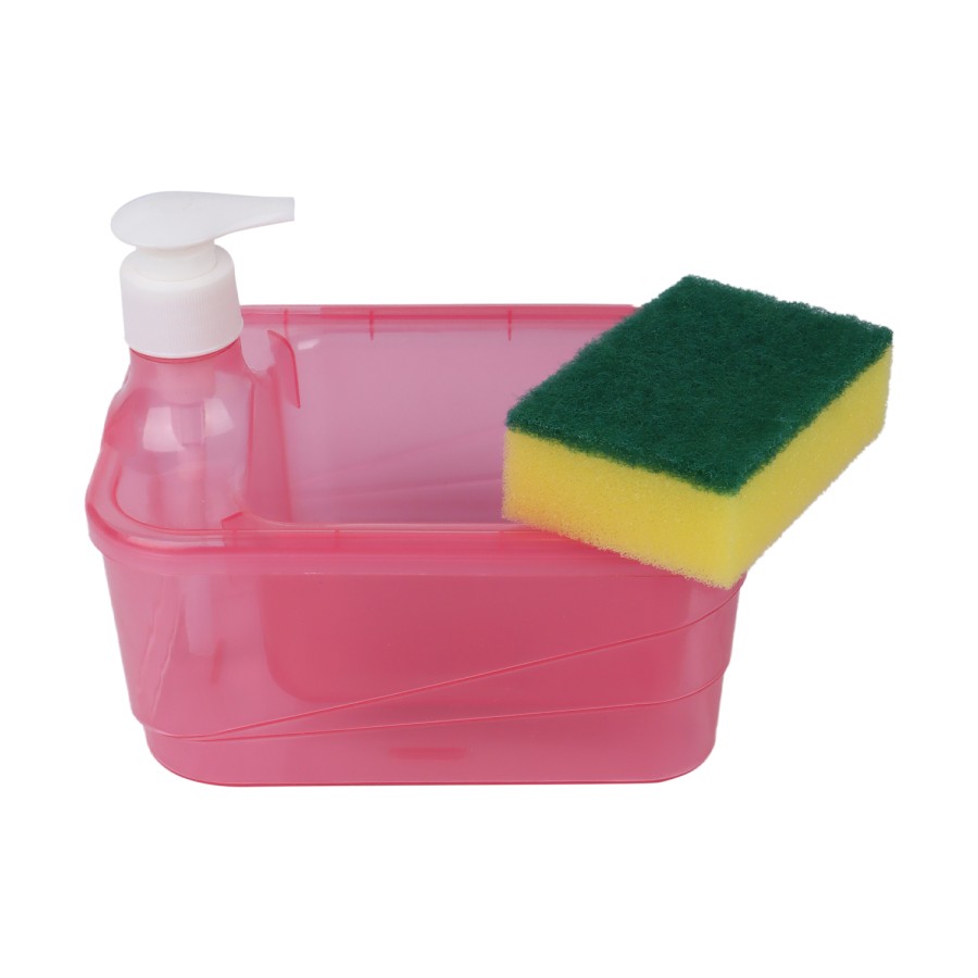 Generic Square Liquid Soap Dispenser with Cleaning Sponge 17cm - Multicolor