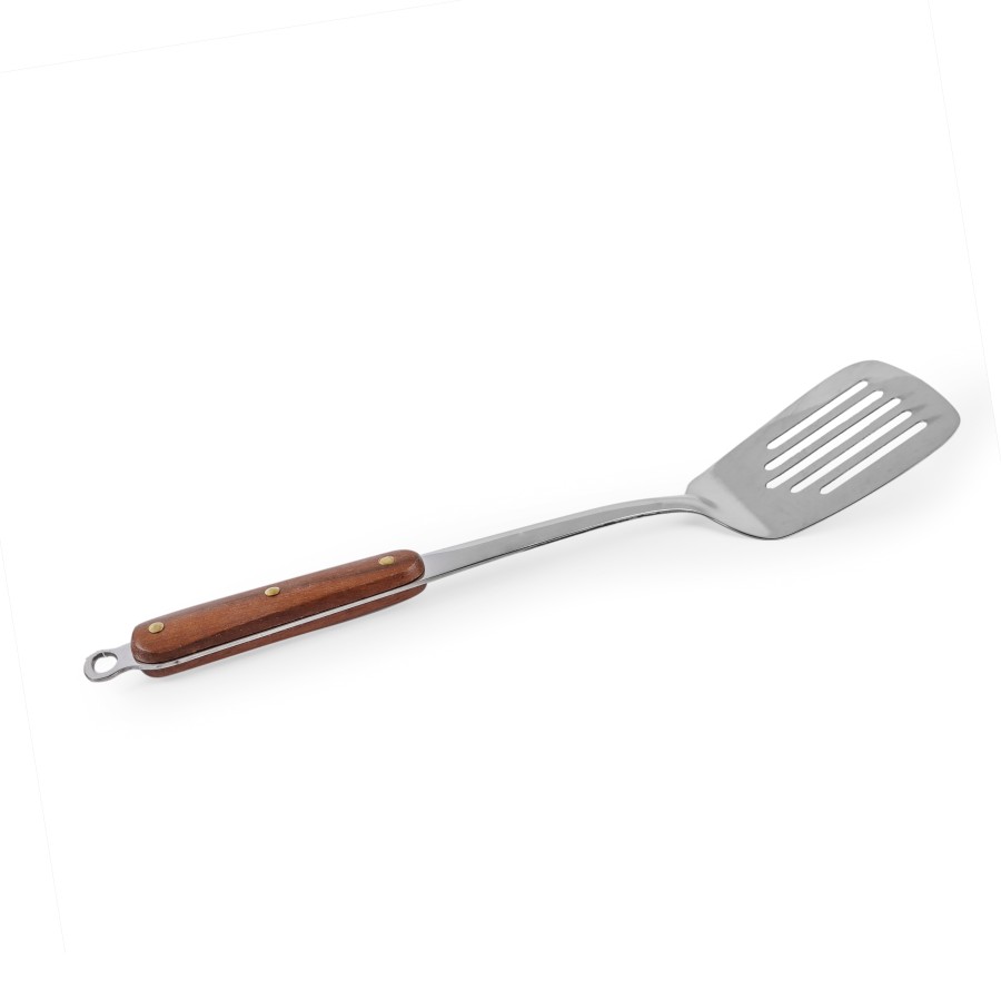 Generic Stainless Steel Spatula Turner 37cm - Wooden Handle