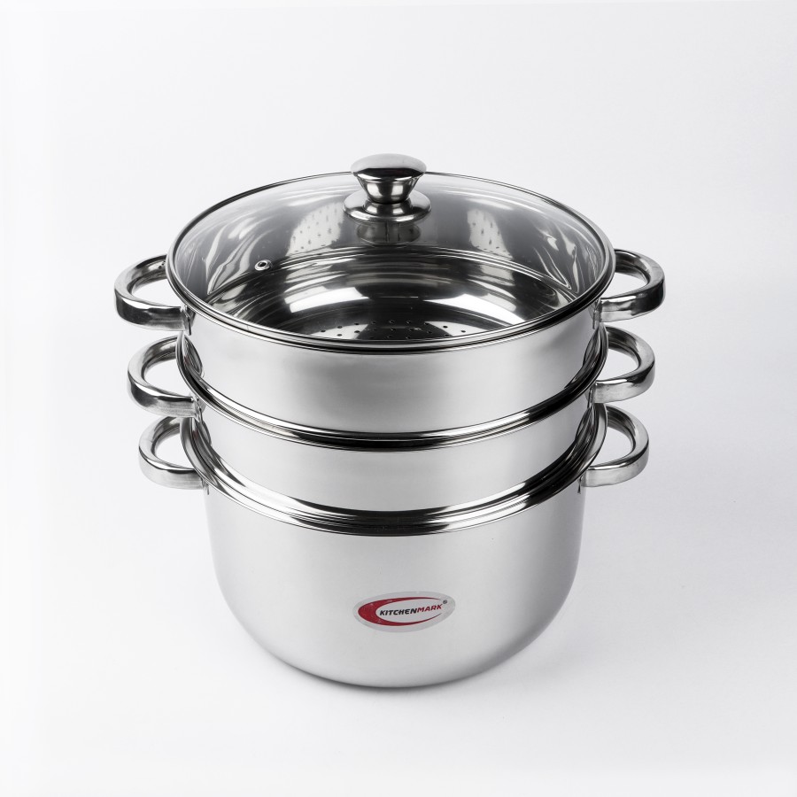 KITCHENMARK Stainless Steel 3 Tier Steamer 26cm