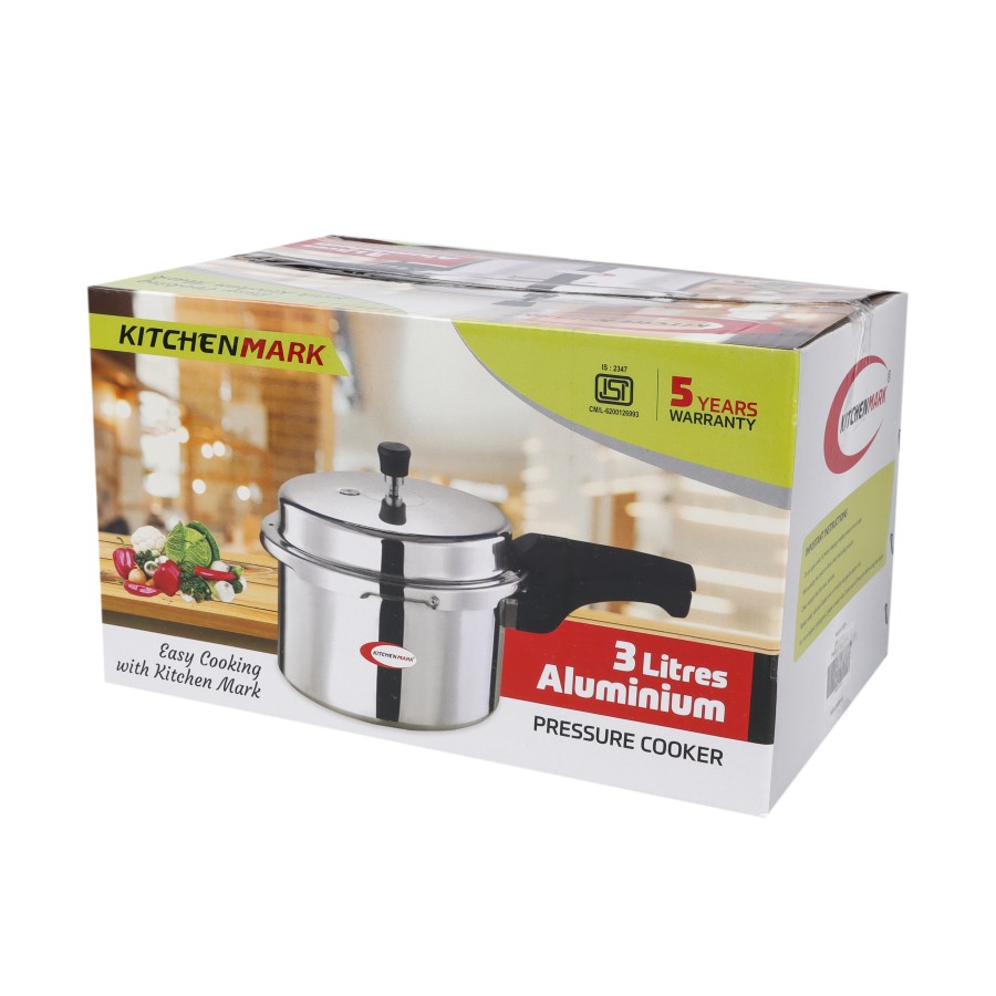 KITCHENMARK Aluminium Pressure Cooker 3 Ltr