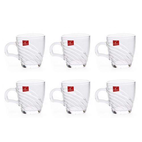 BLINKMAX 6pc Tea Cup Glass Tumbler Set Transparent Drinkware 210ml