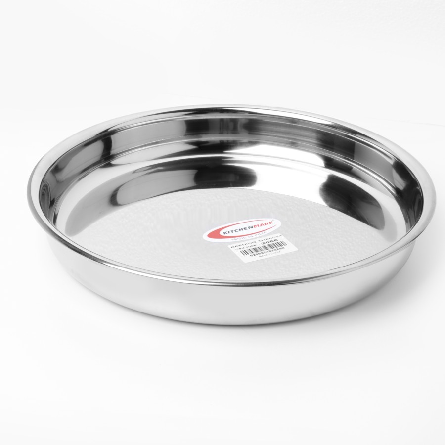 KITCHENMARK Steel Beeding Thali Plate - 26 cm