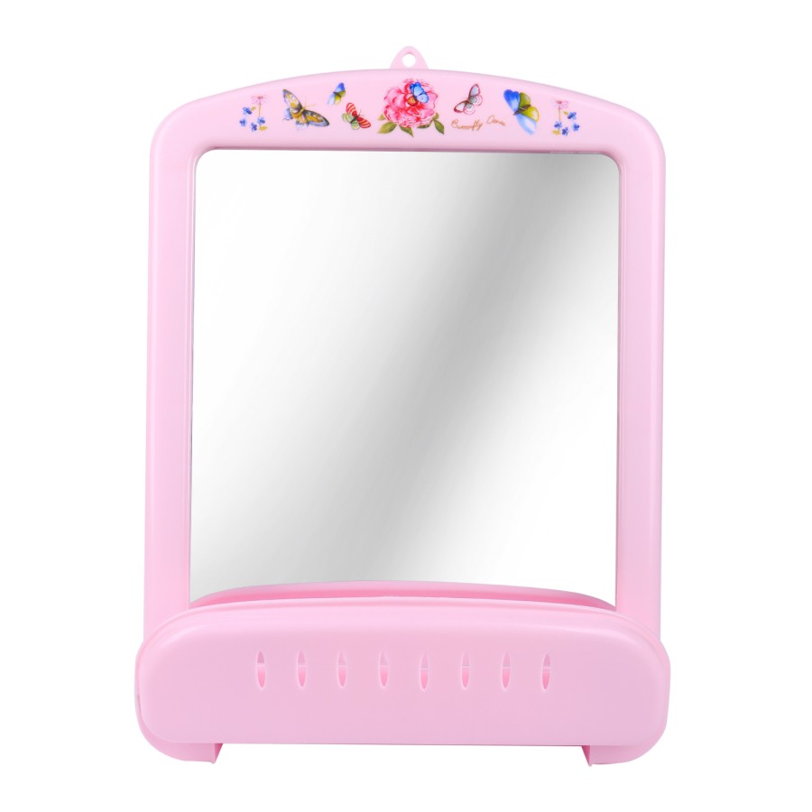 Generic Wall Mount Makeup Mirror 40x30cm - Pink