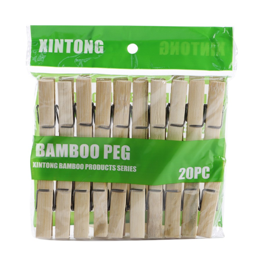 Generic Natural Bamboo Cloth Pegs Clips 20 pc Pack