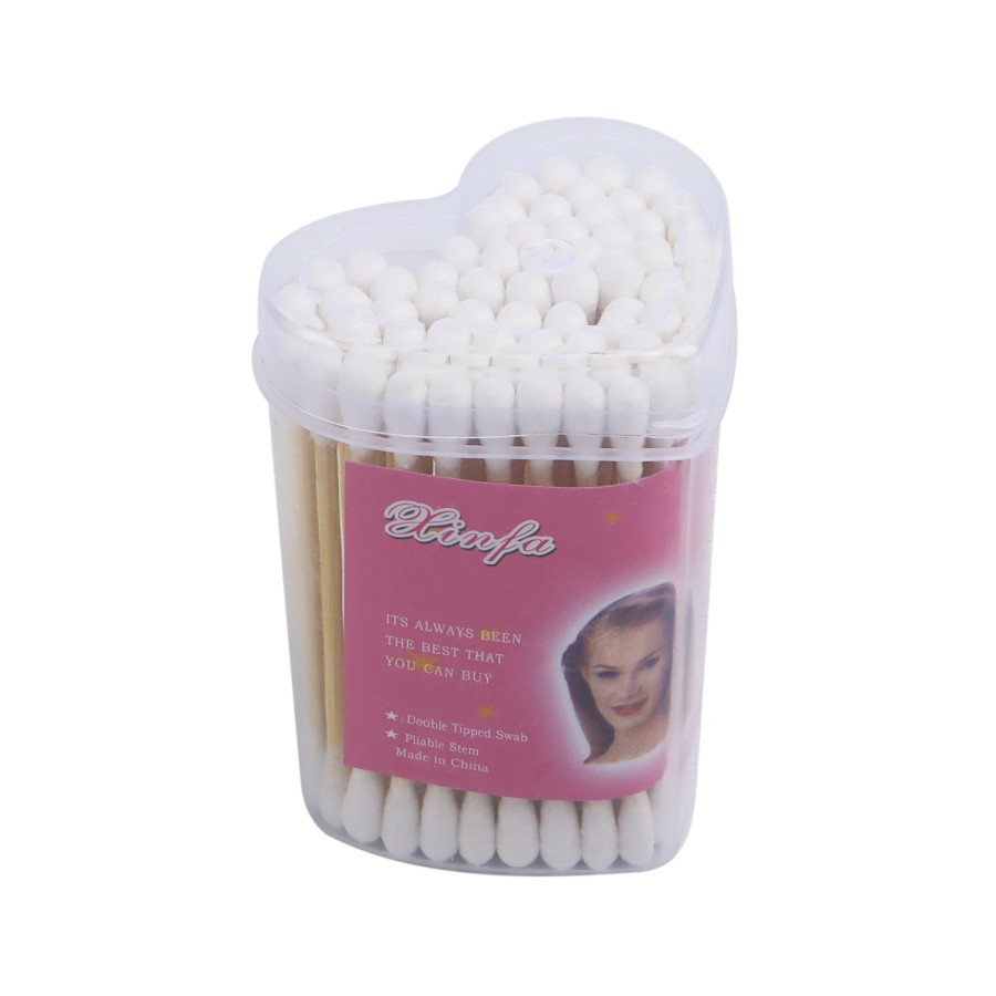 Generic 12 Box of 100 Double Ended Cotton Buds Heart Shaped Pack - White