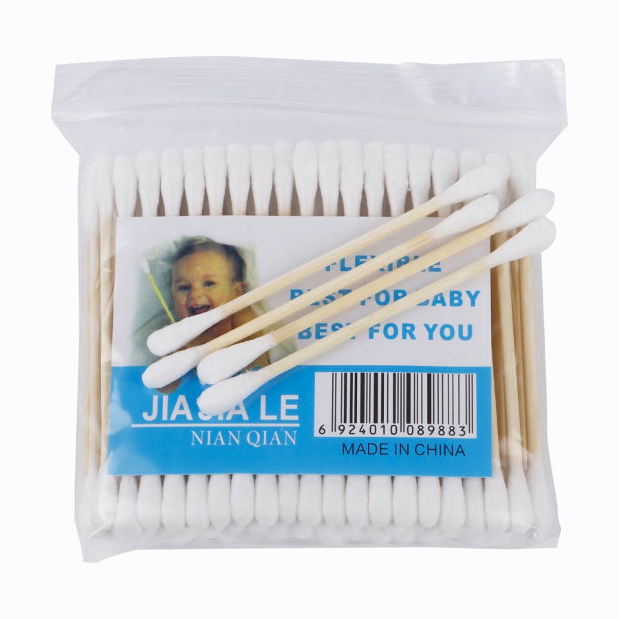 Generic 6pc of 100 Double Ended Cotton Buds Rectangular Shaped Pack - White