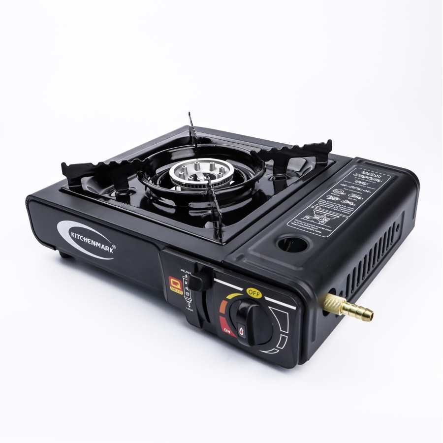 KITCHENMARK Portable 2-in-1 Gas Stove for Outdoor Use - Black