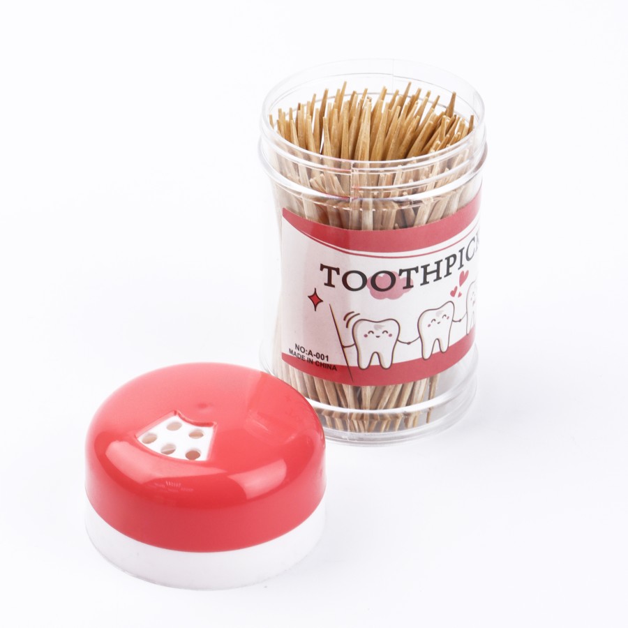 Generic 200pc Wooden Toothpick Multicolor Plastic Container - Pack of 10