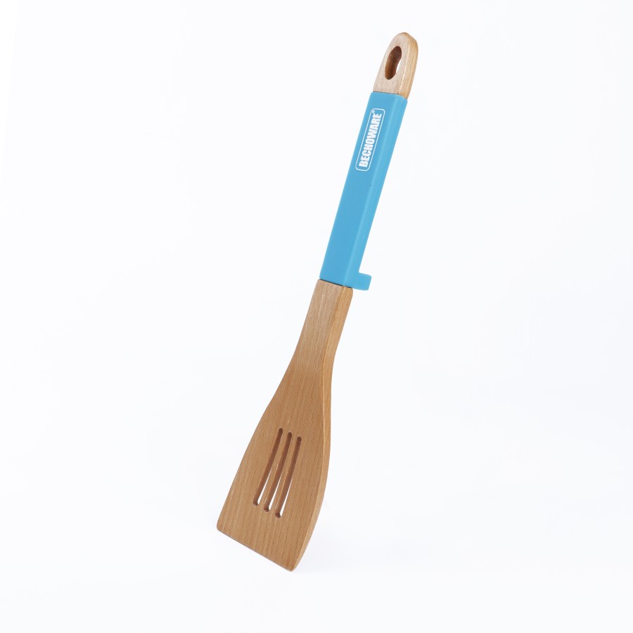 BECHOWARE Wooden Slotted Turner Spatula 32cm - Blue