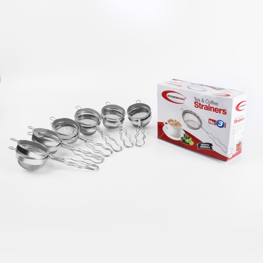 KITCHENMARK Stainless Steel Tea Strainers Size 3 - Set of 12 