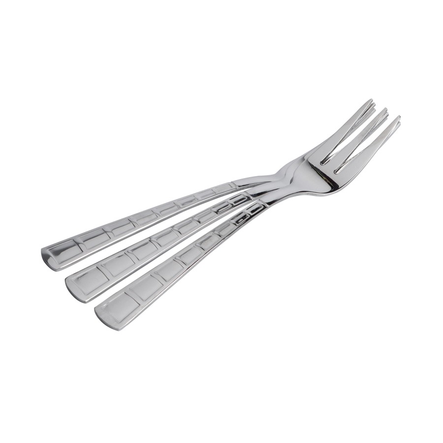 BECHOWARE 3pc Stainless Steel Pattern Design Salad Fork Set 15cm - Silver