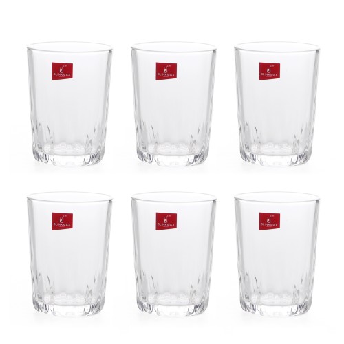 BLINKMAX 6pc Flat Glass Tumbler Set Transparent Drinkware 225ml