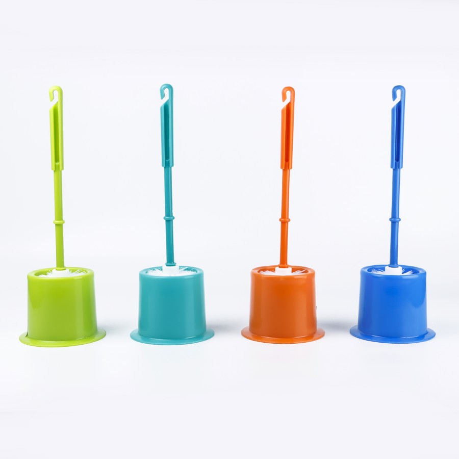 Oaxy Toilet Cleaning Brush with Stand 37cm - 4 Color Pack