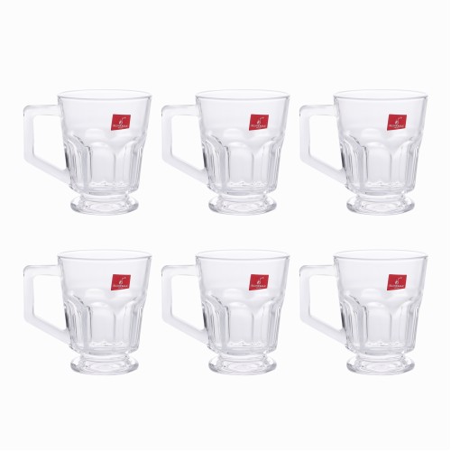 BLINKMAX 6pc Octogonal Glass Mug Tumbler Set Transparent Drinkware 310ml