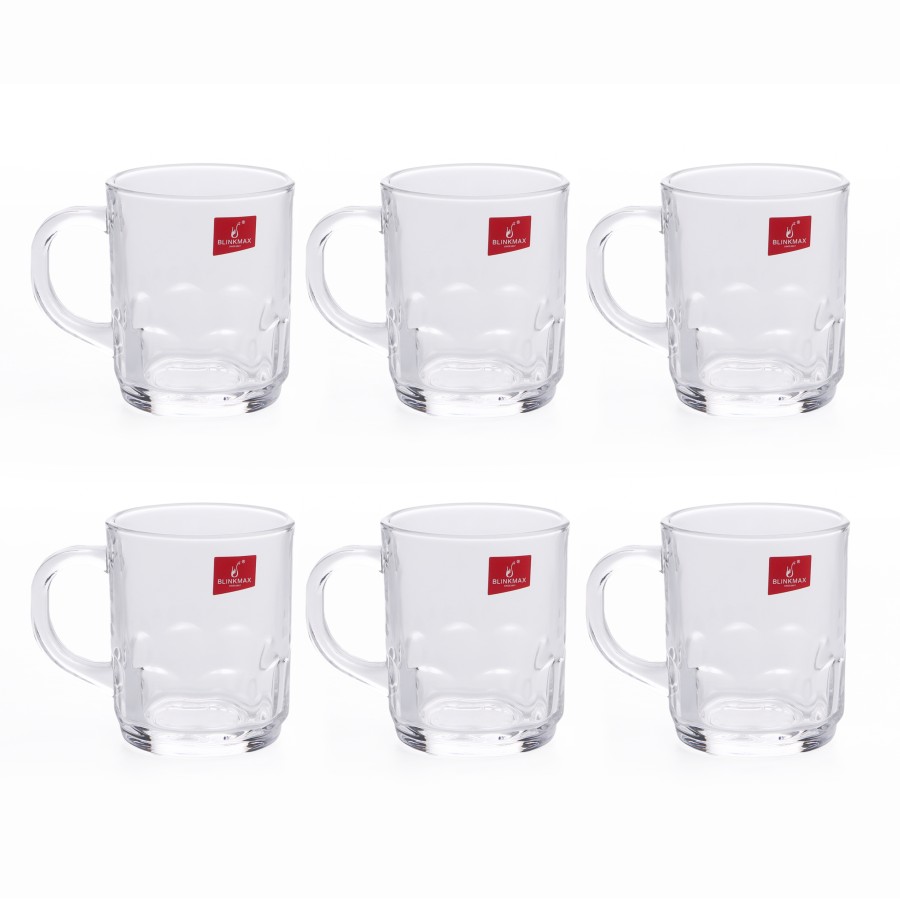 BLINKMAX 6pc Tea Cup Glass Tumbler Set Transparent Drinkware 230ml