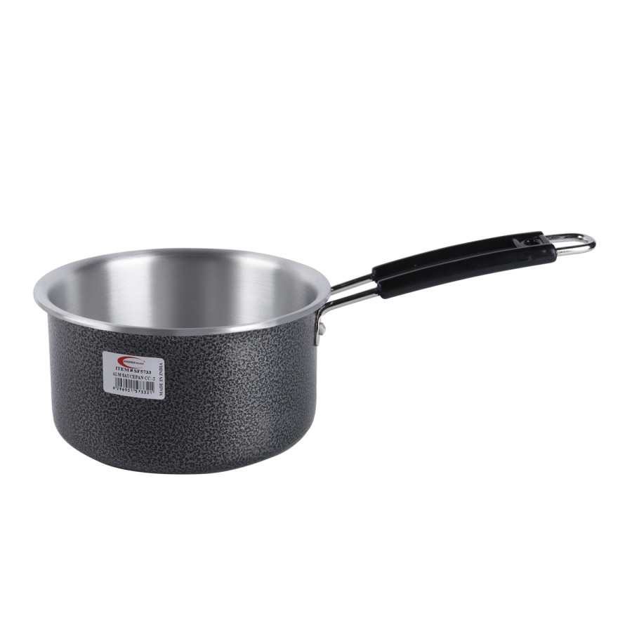 KITCHENMARK 3pc Aluminium Sauce Pan 15cm, 16.5cm, 18.5cm - Black