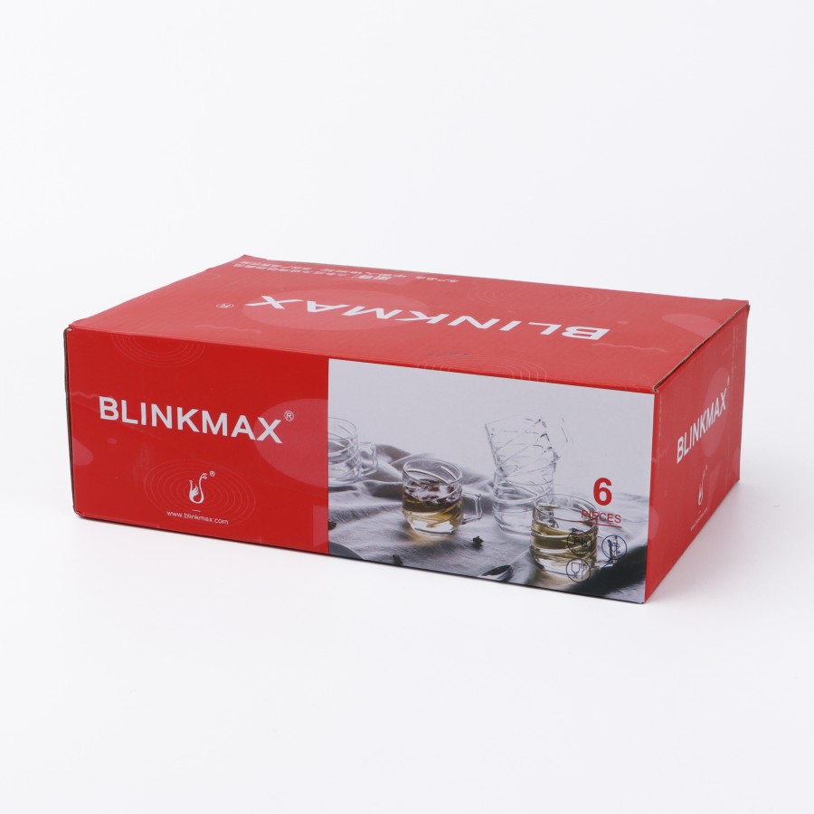 BLINKMAX 6pc Tea Cup Glass Tumbler Set Transparent Drinkware 210ml