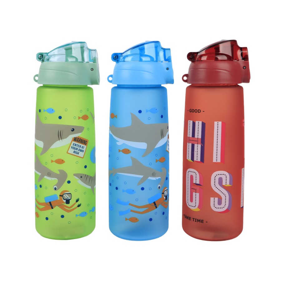 Generic Plastic Water Bottle 600ml - 3 Color Pack