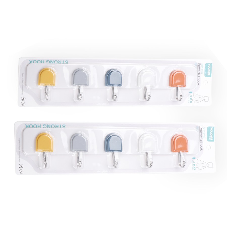 Generic Adhesive Sticker Hook 5-in-1 pc - 2 Color Pack