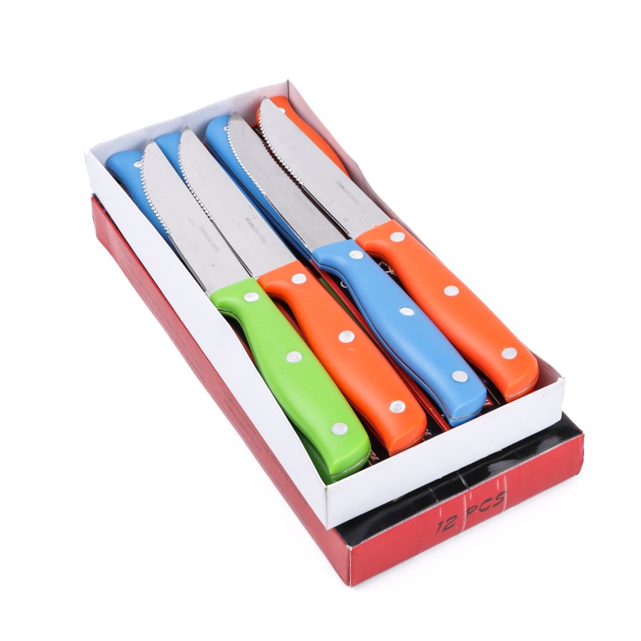 Generic 12pcs Stainless Steel Utility Knife Fruit Knife Multicolor Pack