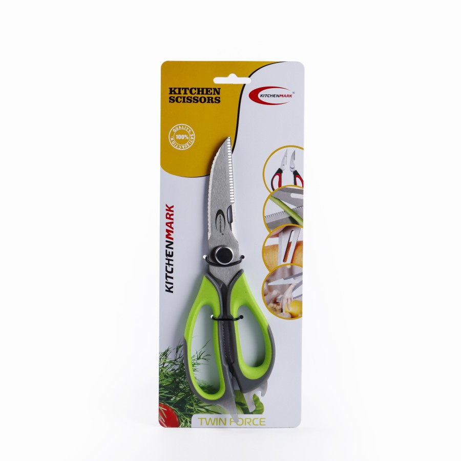 KITCHENMARK Stainless Steel Twin Force Kitchen Scissors 23cm - Green