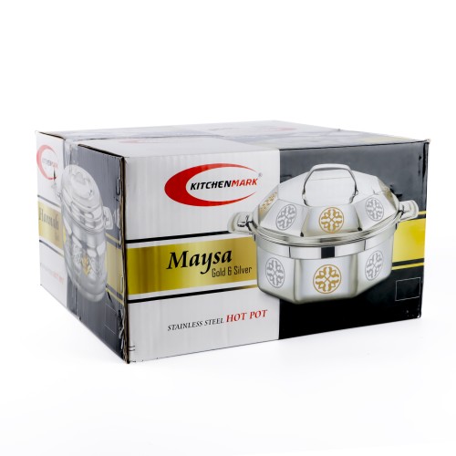 KITCHENMARK Maysa Gold & Silver Stainless Steel Hot Pot - 3500ml